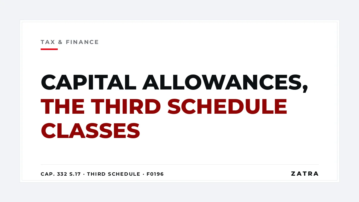Cover: capital allowances in Tanzania under the Third Schedule of the Income Tax Act, Classes 1 to 8 and their rates