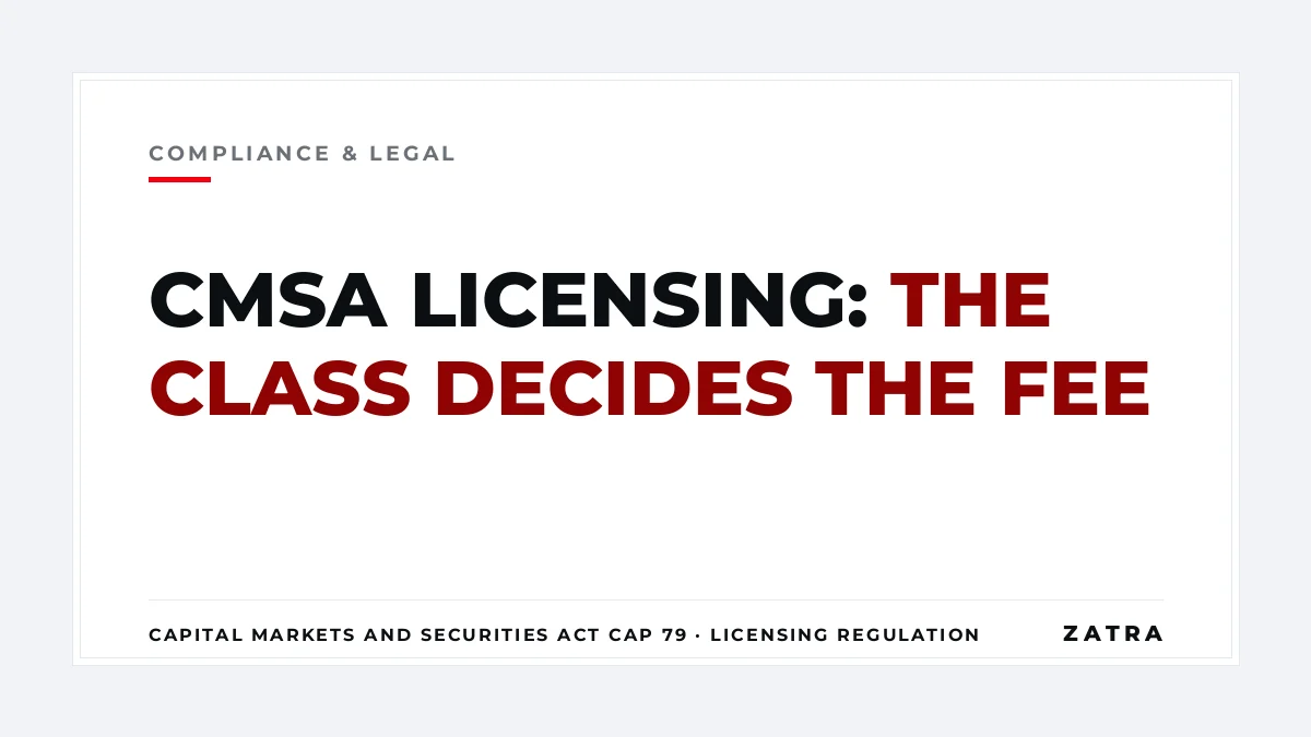 Cover: CMSA licensing under the Capital Markets and Securities Act Cap 79 and the Licensing Regulations GN 417/1996