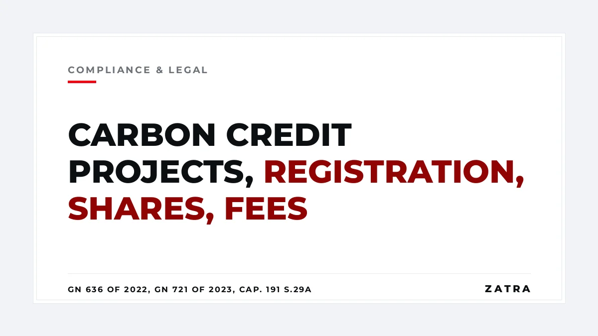 Cover: carbon credit projects in Tanzania under GN 636 of 2022, GN 721 of 2023 and the National Carbon Monitoring Centre in Cap. 191