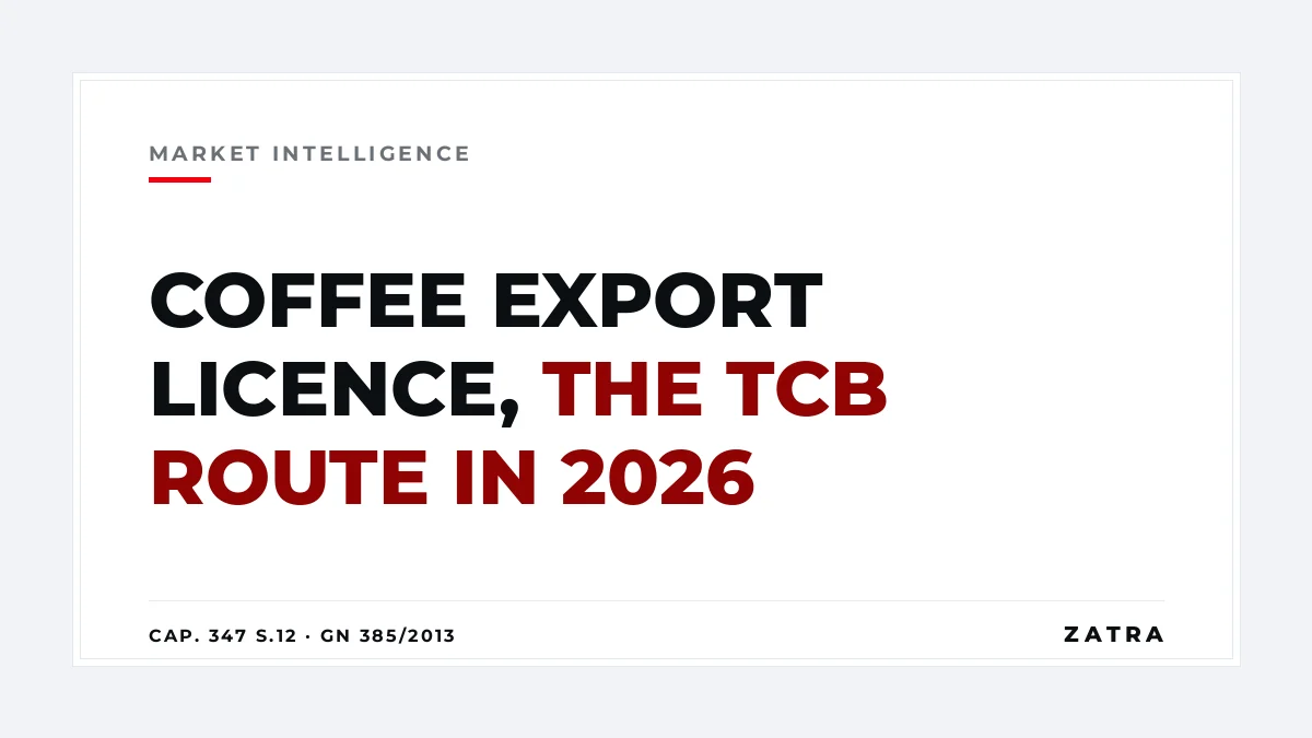 Cover: coffee export licence Tanzania, Tanzania Coffee Board licences, auctions and export documents under the Coffee Industry Act, Cap. 347