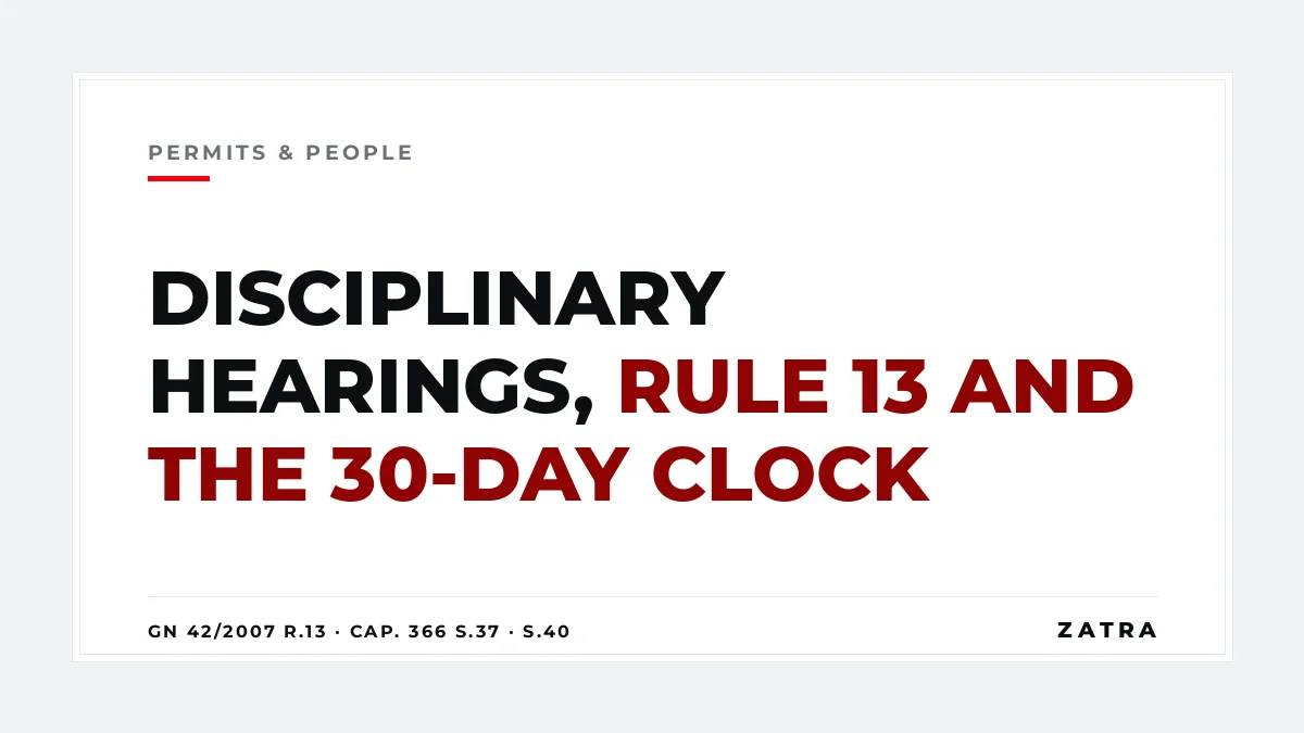 Cover: disciplinary hearing procedure for employers in Mainland Tanzania and Zanzibar under Rule 13 of GN 42 of 2007 and sections 37 and 40 of Cap. 366
