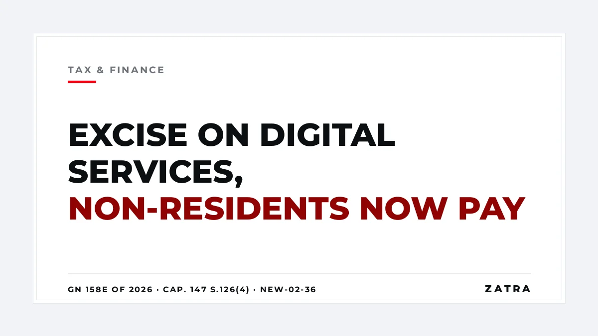Cover: excise duty on digital services supplied by non-residents to Tanzania under GN 158E of 2026 and section 126 of the Excise Act