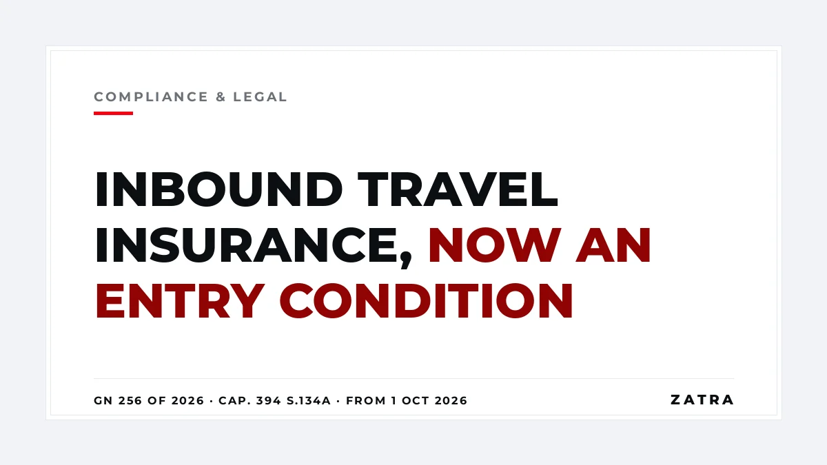 Cover: Tanzania inbound travel insurance, USD 44 entry condition for foreign visitors under GN 256 of 2026