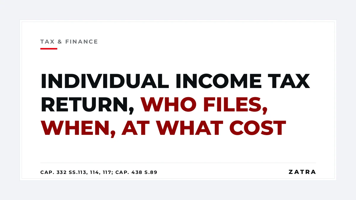 Cover: the individual income tax return in Tanzania under sections 113, 114 and 117 of the Income Tax Act Cap. 332 and section 89 of the Tax Administration Act