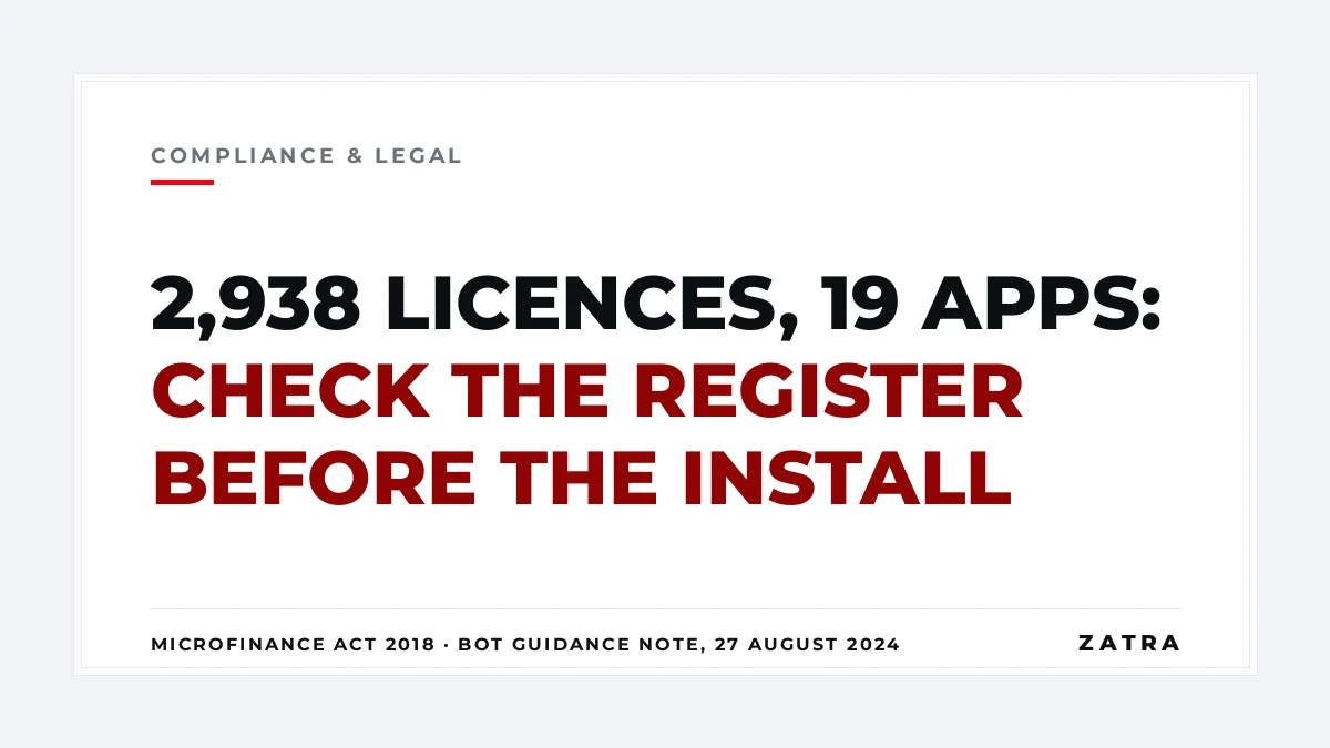 Cover: checking a digital lender against the Bank of Tanzania registers — Microfinance Act 2018 and the Guidance Note of 27 August 2024