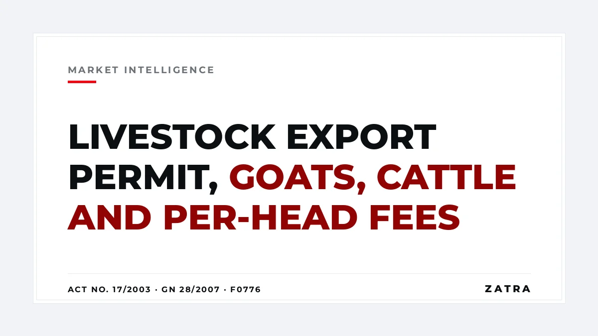 Cover: livestock export permit in Mainland Tanzania for goats, cattle and poultry, from Meat Board registration and veterinary permits to per-head export fees