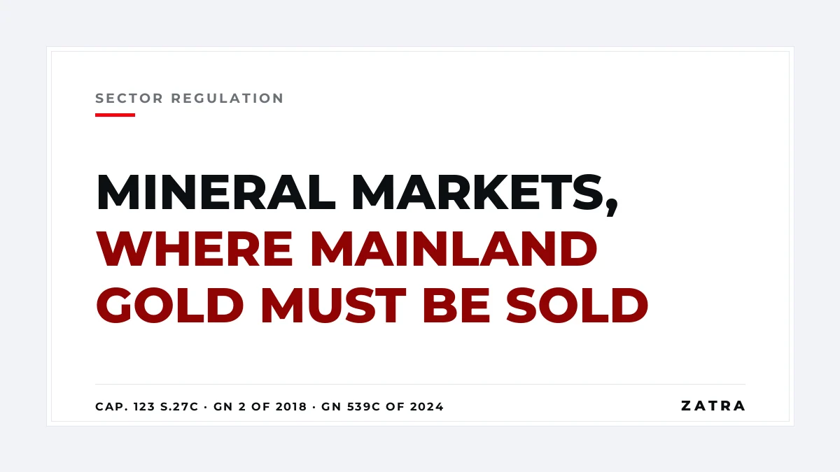 Cover: how gold is sold at mineral markets in Mainland Tanzania under the Mining Act Cap. 123, with royalty, inspection fee and the 20% Bank of Tanzania set-aside