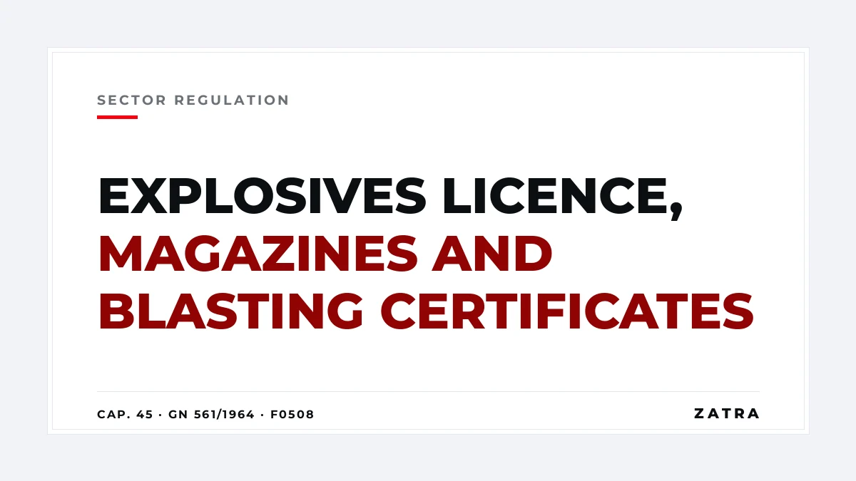 Cover: explosives licensing for mines and quarries in Mainland Tanzania under the Explosives Act Cap. 45 and the Explosives Regulations GN 561 of 1964