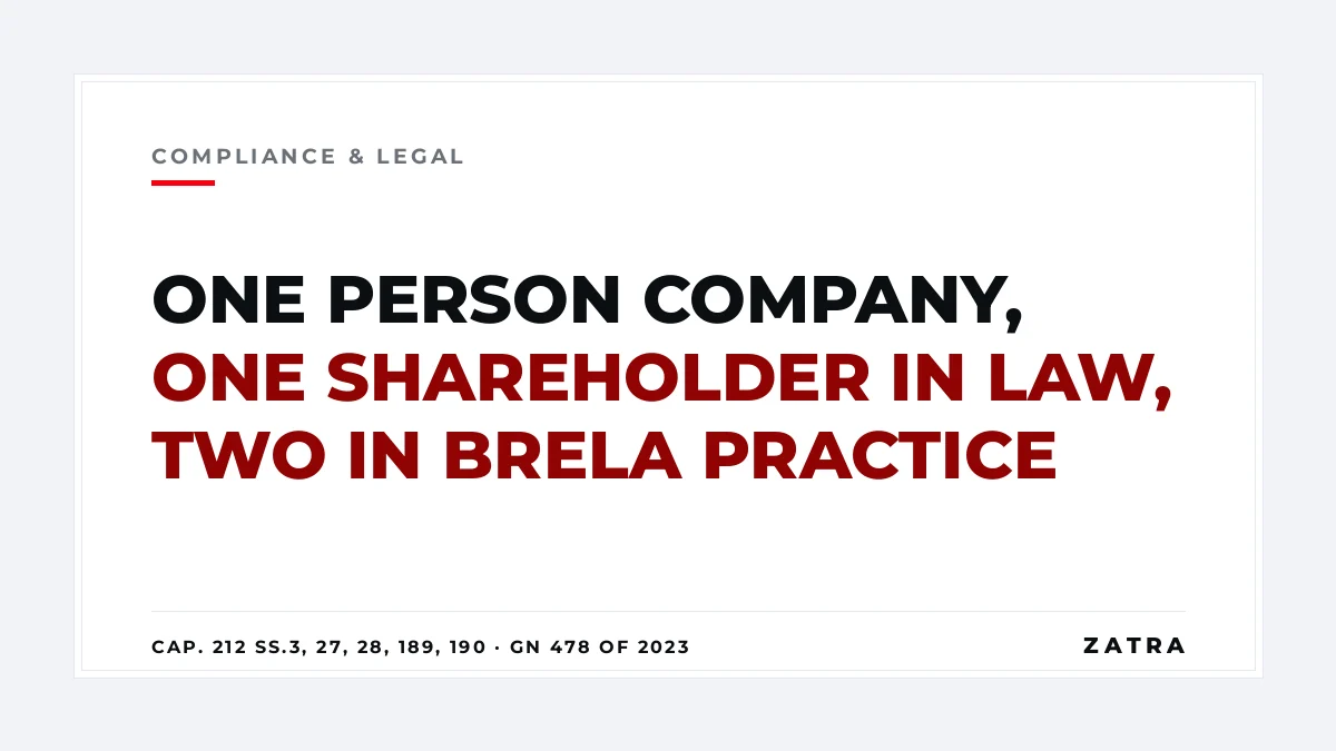 Cover: one person company in Tanzania, minimum shareholders, directors and company secretary under the Companies Act Cap. 212 R.E. 2023
