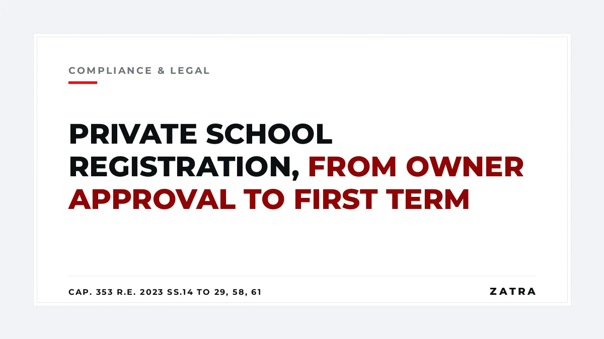 Cover: private school registration in Tanzania under Part IV of the Education Act Cap. 353 R.E. 2023, from owner and manager approval to the Commissioner's registration certificate