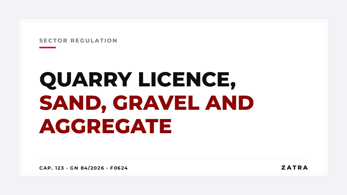 Cover: licensing a quarry or building materials operation for sand, gravel, aggregate and stone in Mainland Tanzania under the Mining Act Cap. 123