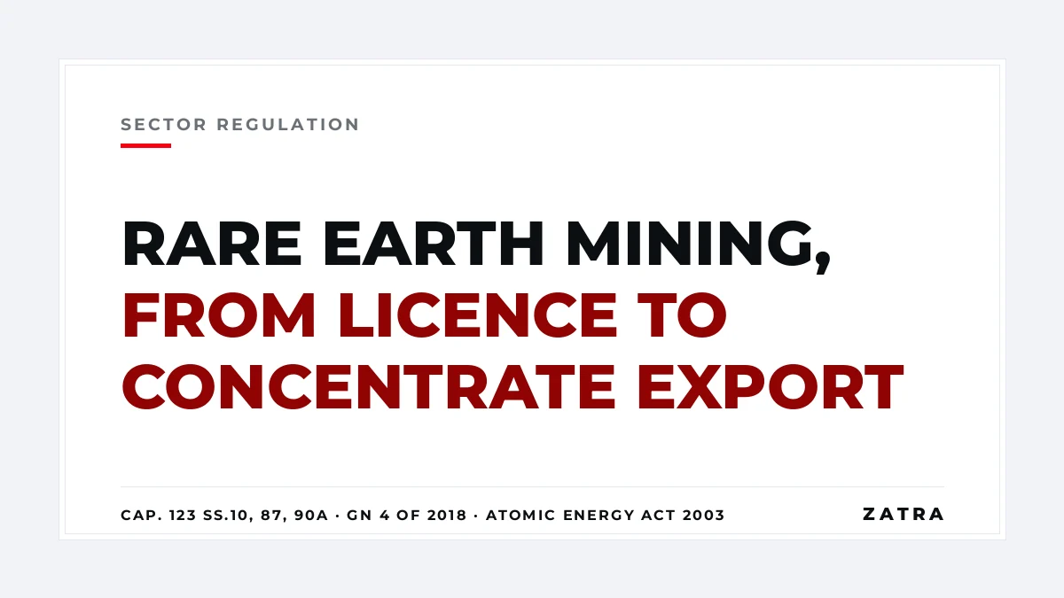 Cover: rare earth mining in Mainland Tanzania, from the prospecting licence and 16% state stake to royalty, TAEC radiation rules and concentrate export