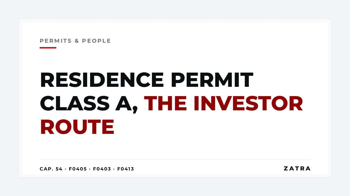 Cover: residence permit Class A Tanzania for investors, sub-classes A-1 to A-4, fees F0403 and F0405 and the Class A work permit F0413