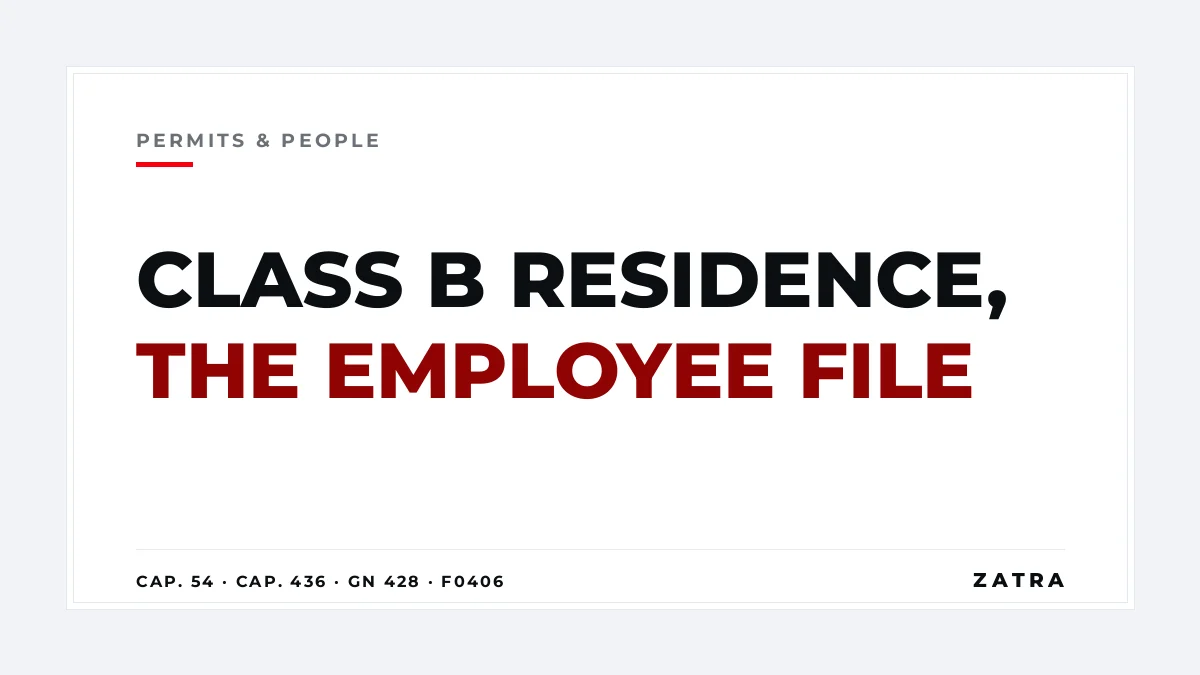 Cover: residence permit Class B Tanzania for foreign employees, B-1 direct fee F0406 and TISEZA route F0404