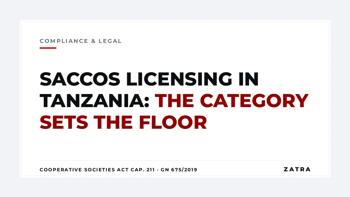 Cover: SACCOS licensing in Tanzania — Cooperative Societies Act 2013 and GN 675/2019