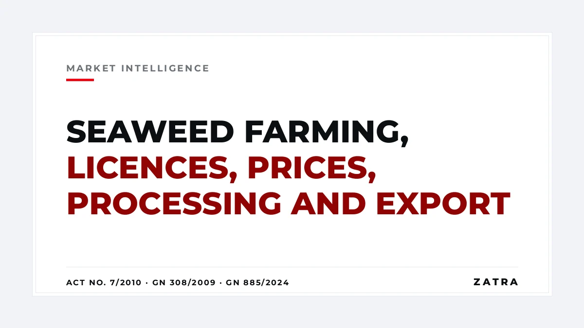 Cover: seaweed farming in Zanzibar and Mainland Tanzania, from farm licences and prices to processing and export of spinosum and cottonii