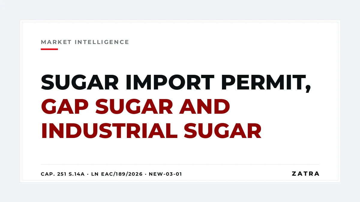 Cover: sugar import permit in Tanzania, from the Sugar Board licence and NFRA gap sugar to the 10% industrial sugar remission