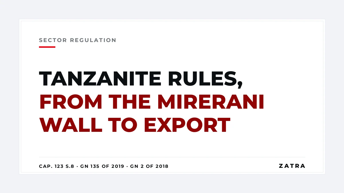 Cover: tanzanite mining and trading rules in Mainland Tanzania, from the Mirerani Controlled Area to royalty and export of cut stones
