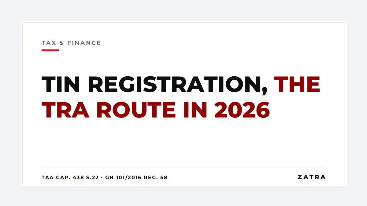 Cover: TIN registration in Tanzania 2026, how to obtain a TRA Taxpayer Identification Number under section 22