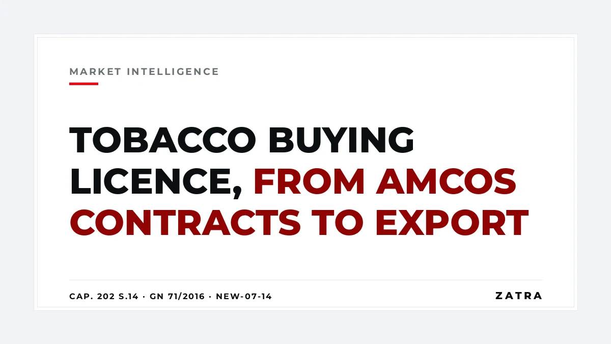 Cover: tobacco buying, processing and export licences from the Tanzania Tobacco Board under the Tobacco Industry Act, Cap. 202