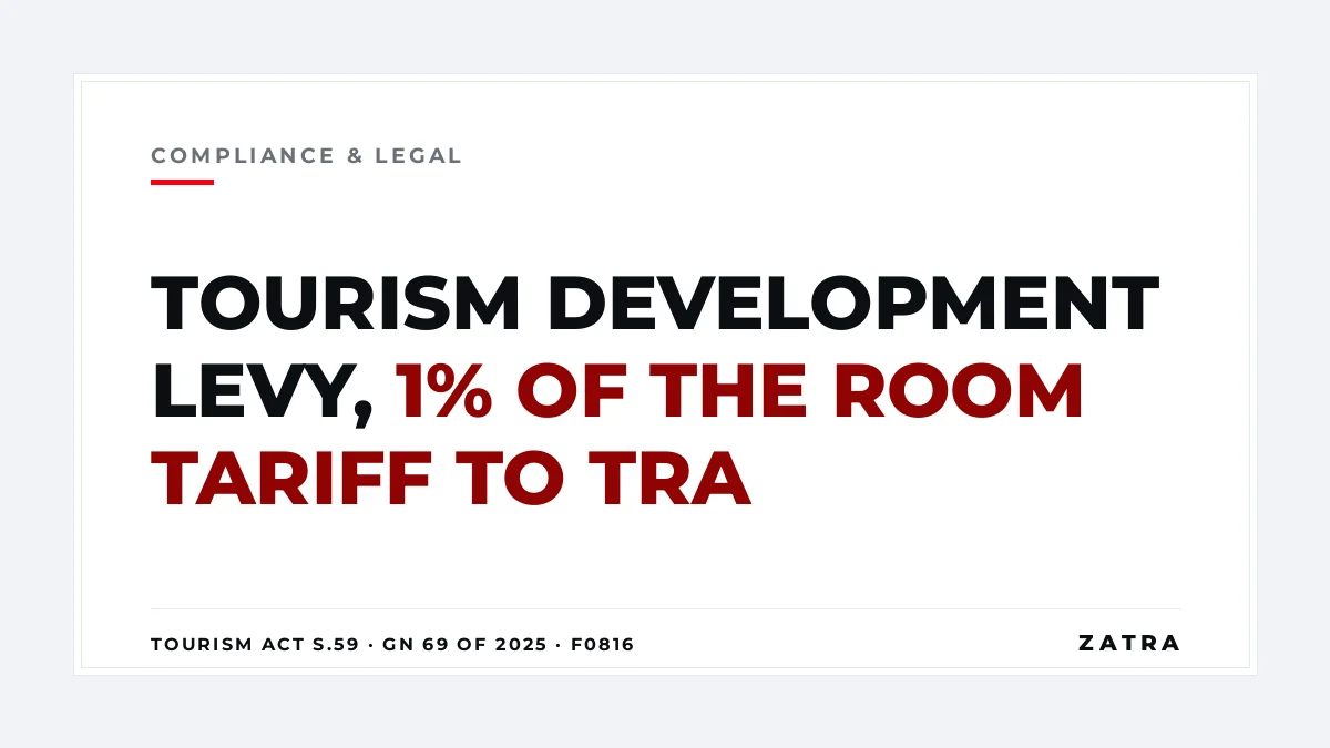 Cover: tourism development levy in Tanzania, the 1% bed night levy under the Tourism Act and GN 69 of 2025