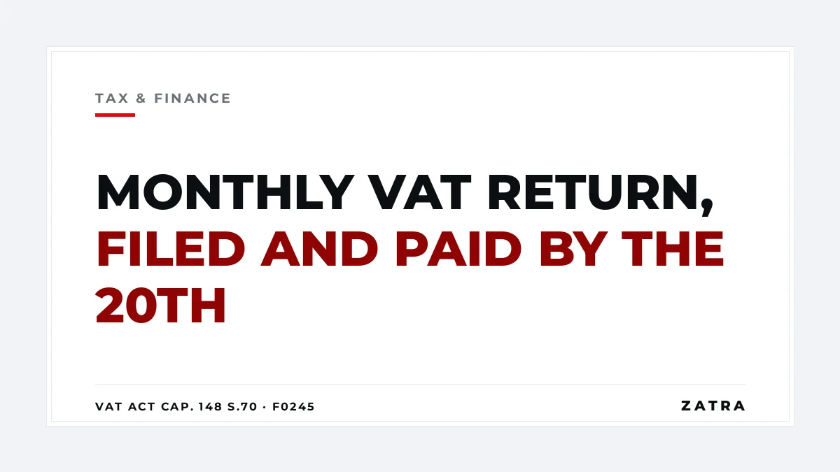 Cover: the monthly VAT return in Tanzania, due by the 20th of the following month