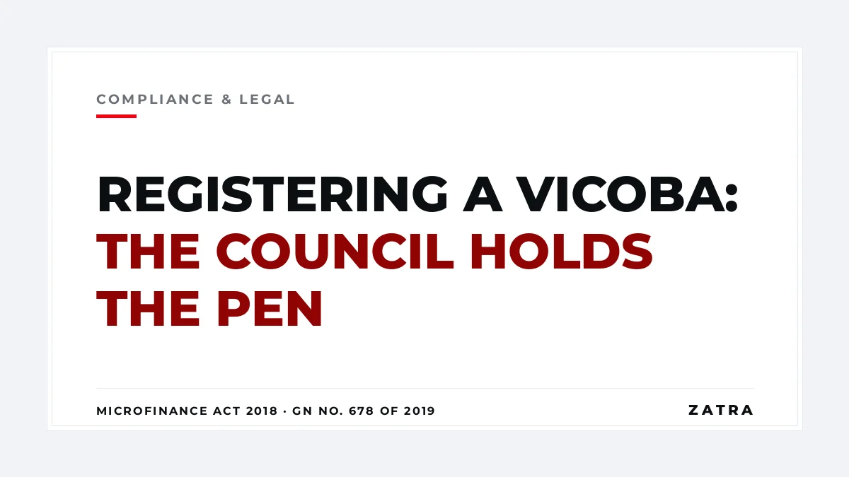 Cover: VICOBA registration — Microfinance Act 2018 and GN 678 of 2019