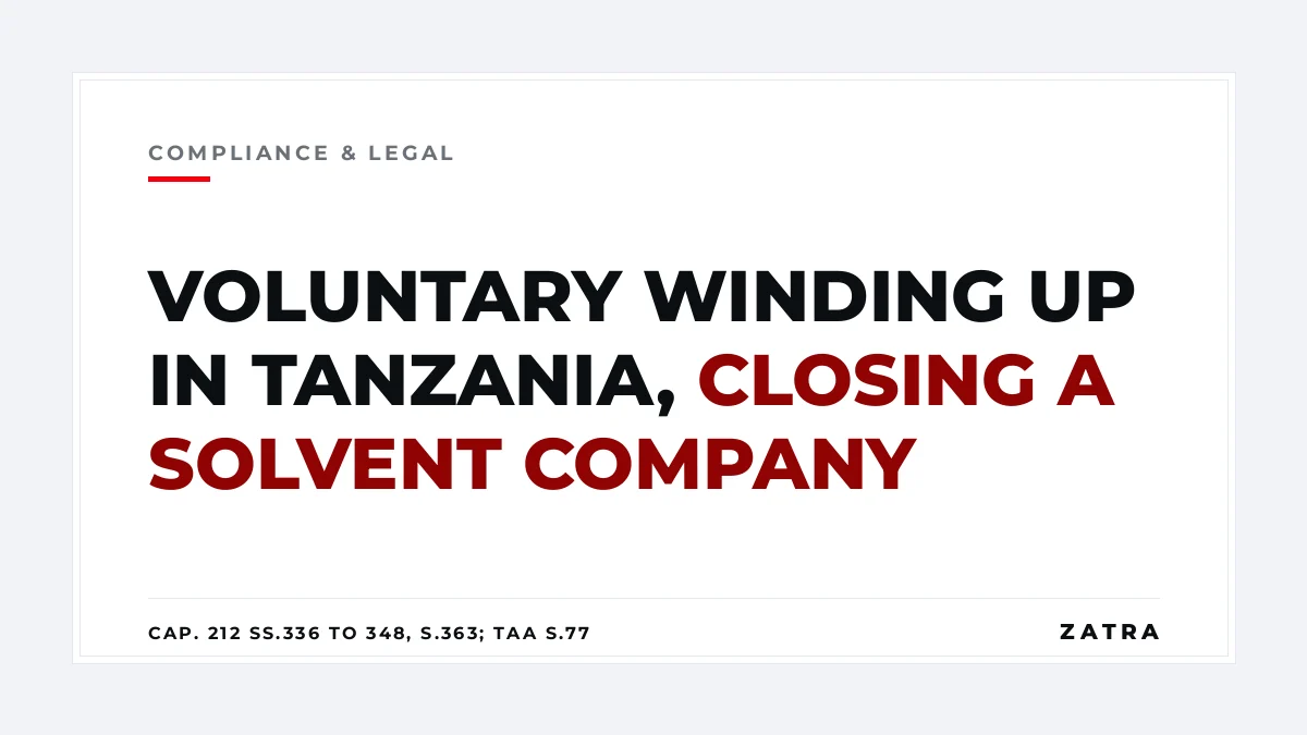 Cover: voluntary winding up of a solvent company in Tanzania under Part VIII of the Companies Act Cap. 212 R.E. 2023, with BRELA Forms 341, 363a and 348