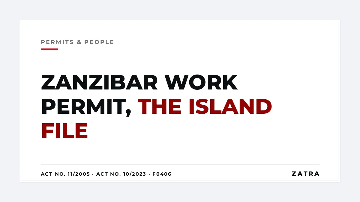 Cover: Zanzibar work permit under the Employment Act No. 11 of 2005, with the Union residence permit and the ZIPA expatriate quota